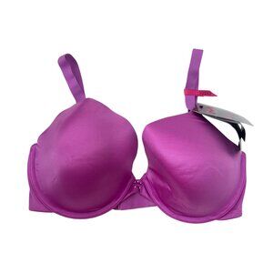 Maidenform Womens Demi Coverage SZ 32DD Tshirt Bra Satin Fuchsia Lift Support
